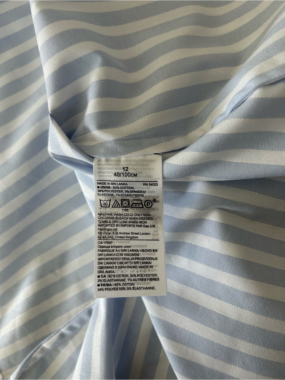 Banana Republic Riley Light Blue and White Stripe Button-Down Shirt Size 12 NEW - Picture 8 of 8